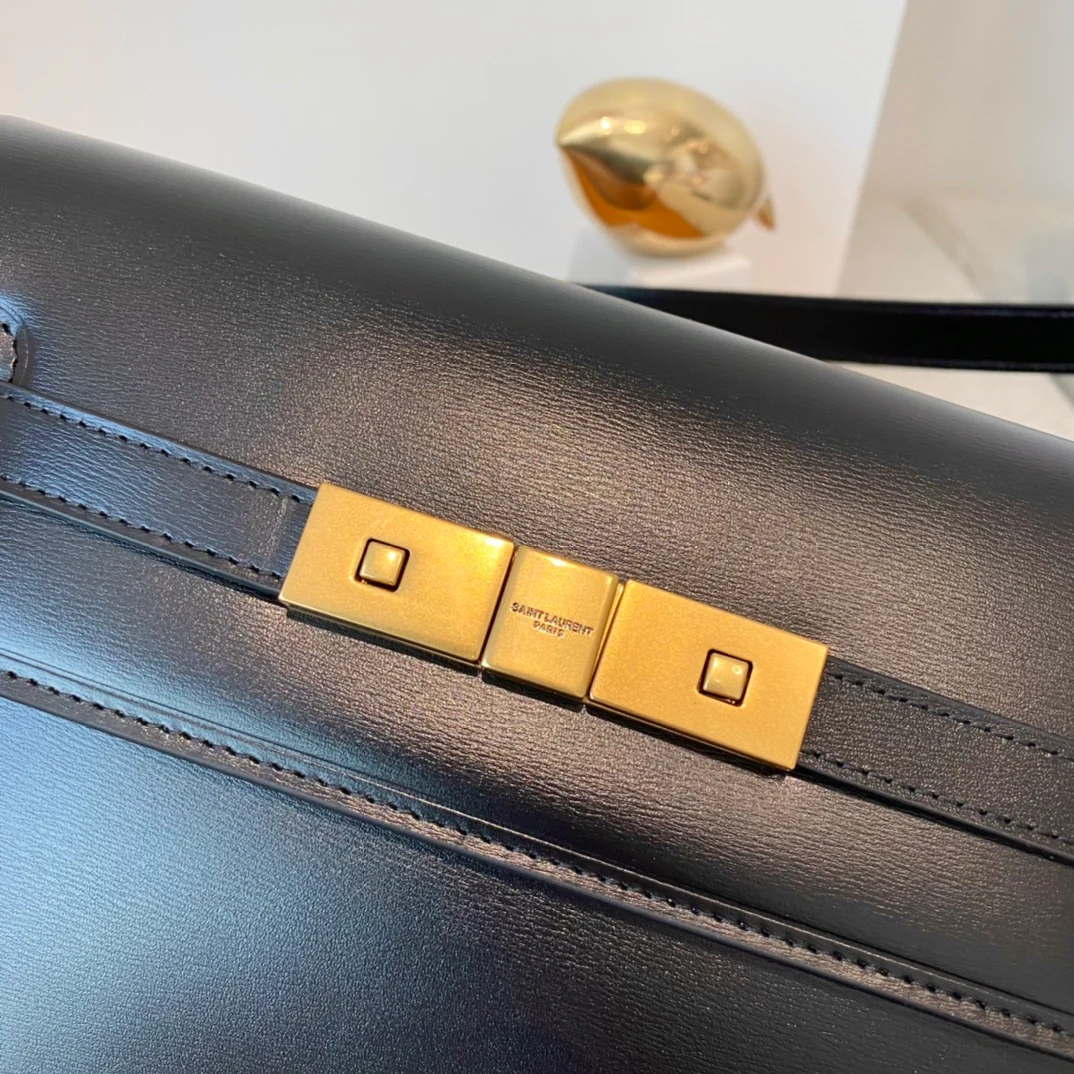 YSL Manhattan Small Black with Gold Pull