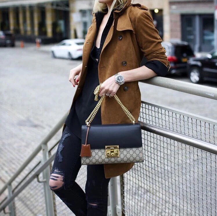 Сумка Gucci с цепочкой и замком - 30 см x 19 см x 10 см