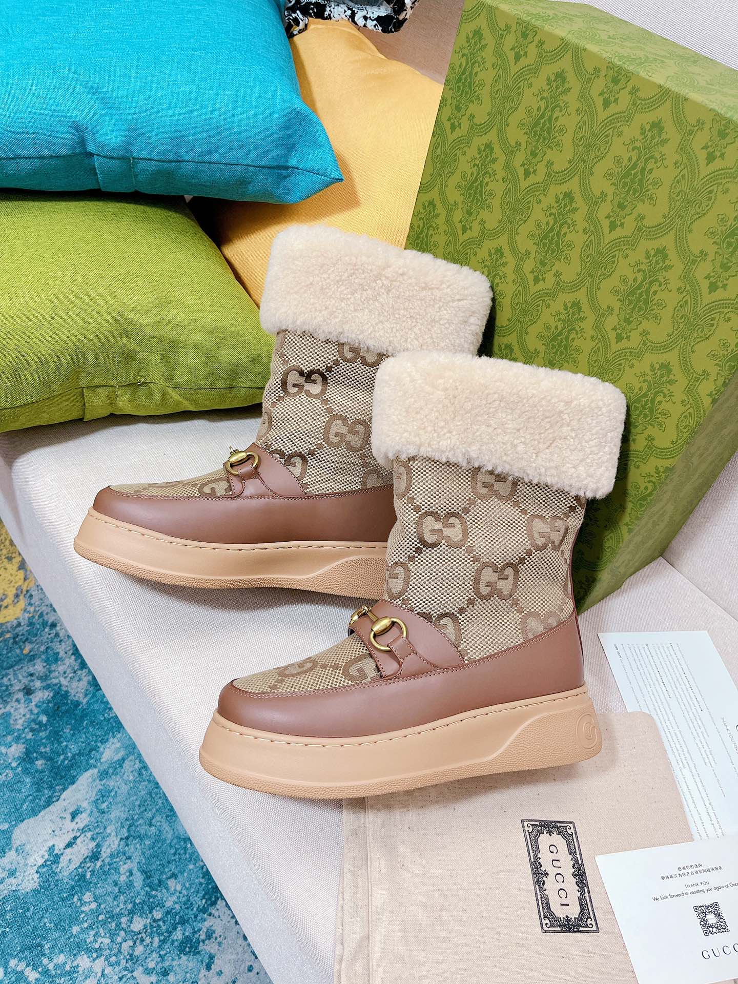 Классические сапоги Gucci с монограммой и пряжкой 