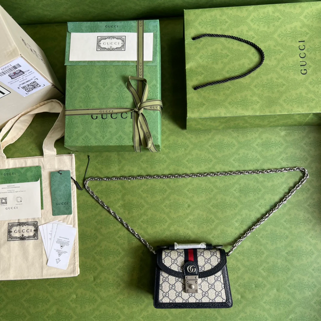 Мини-сумочка Gucci Ophidia/сумка через плечо - 17 см (5x13x6 см) - синяя - 1 шт.