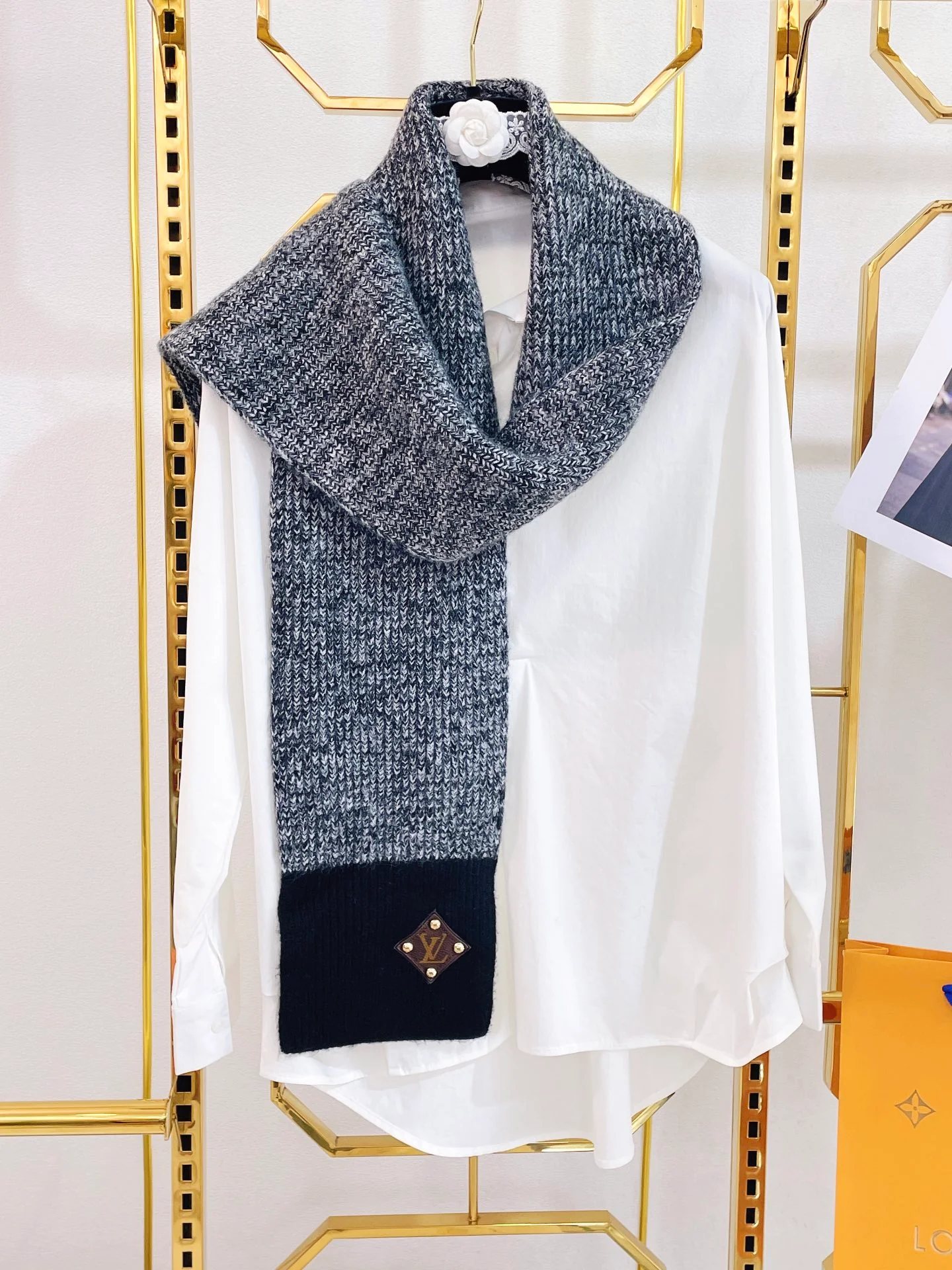 Вязаный шарф LV - 100% кашемир - 20 см - 180 см
