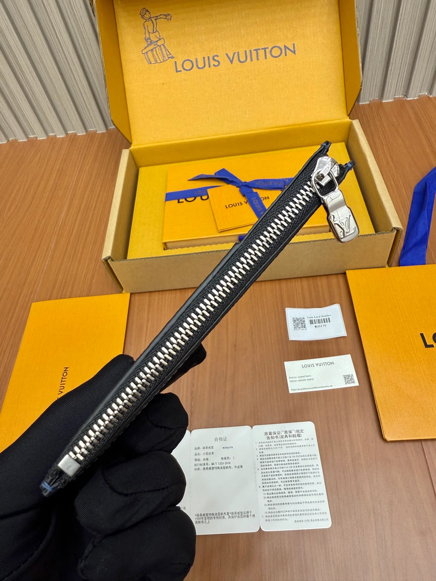 LV-m30270 — Цельностальной визитный кошелек — Темно-синяя монограмма