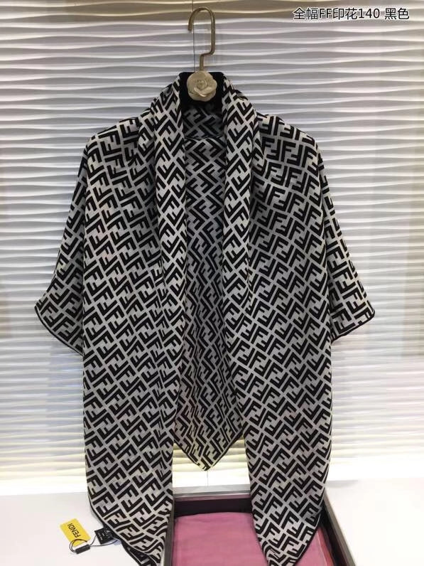 Fendi - Шарф с принтом FF во всю ширину - 140 - Кашемировый шелковый шарф