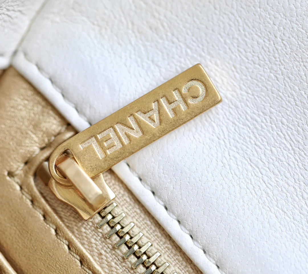 Chanel CF Gold Ball Square Fat Man - White