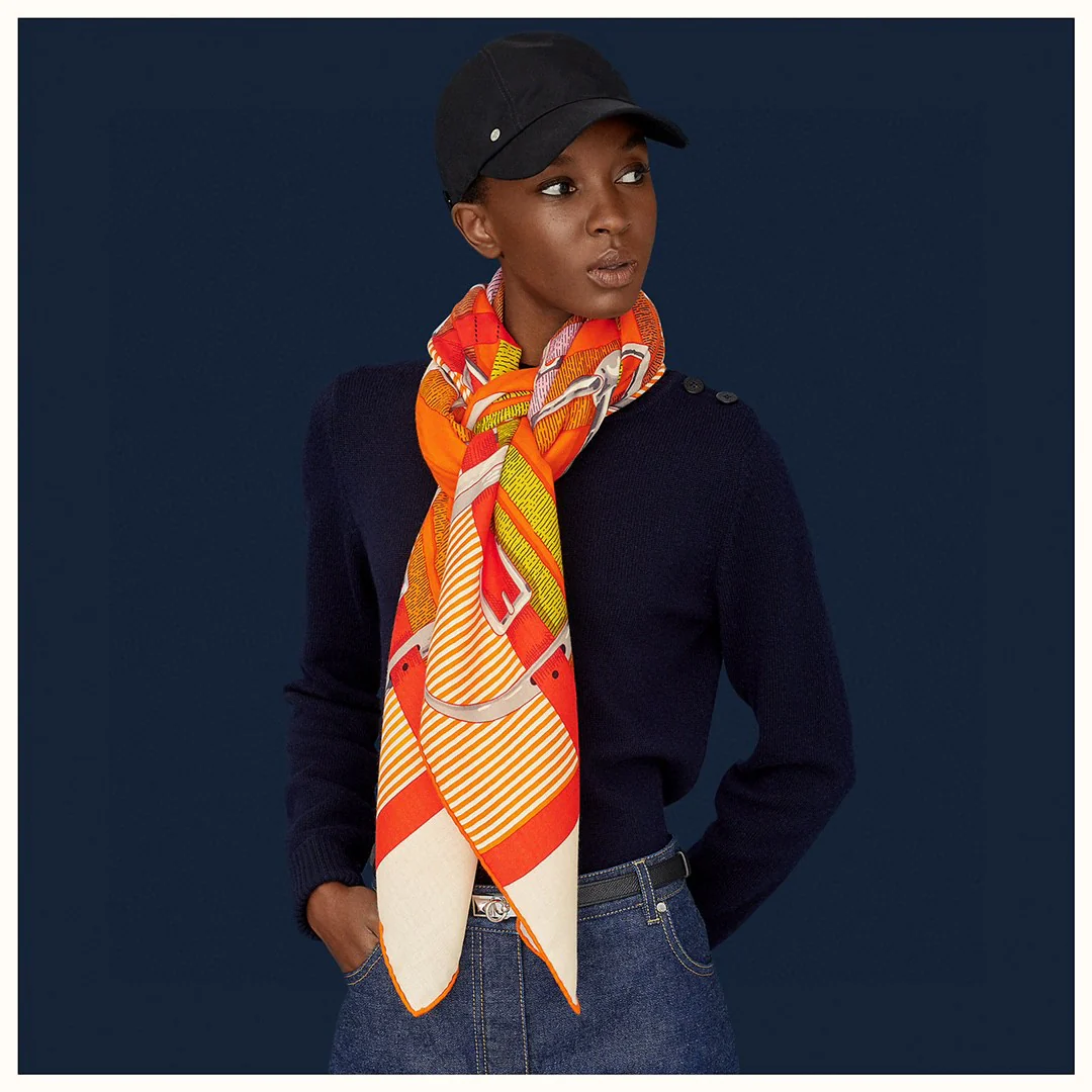 Рубашка Hermes с кольцом для конской уздечки - 140 см - 70% кашемир - 30% шелк