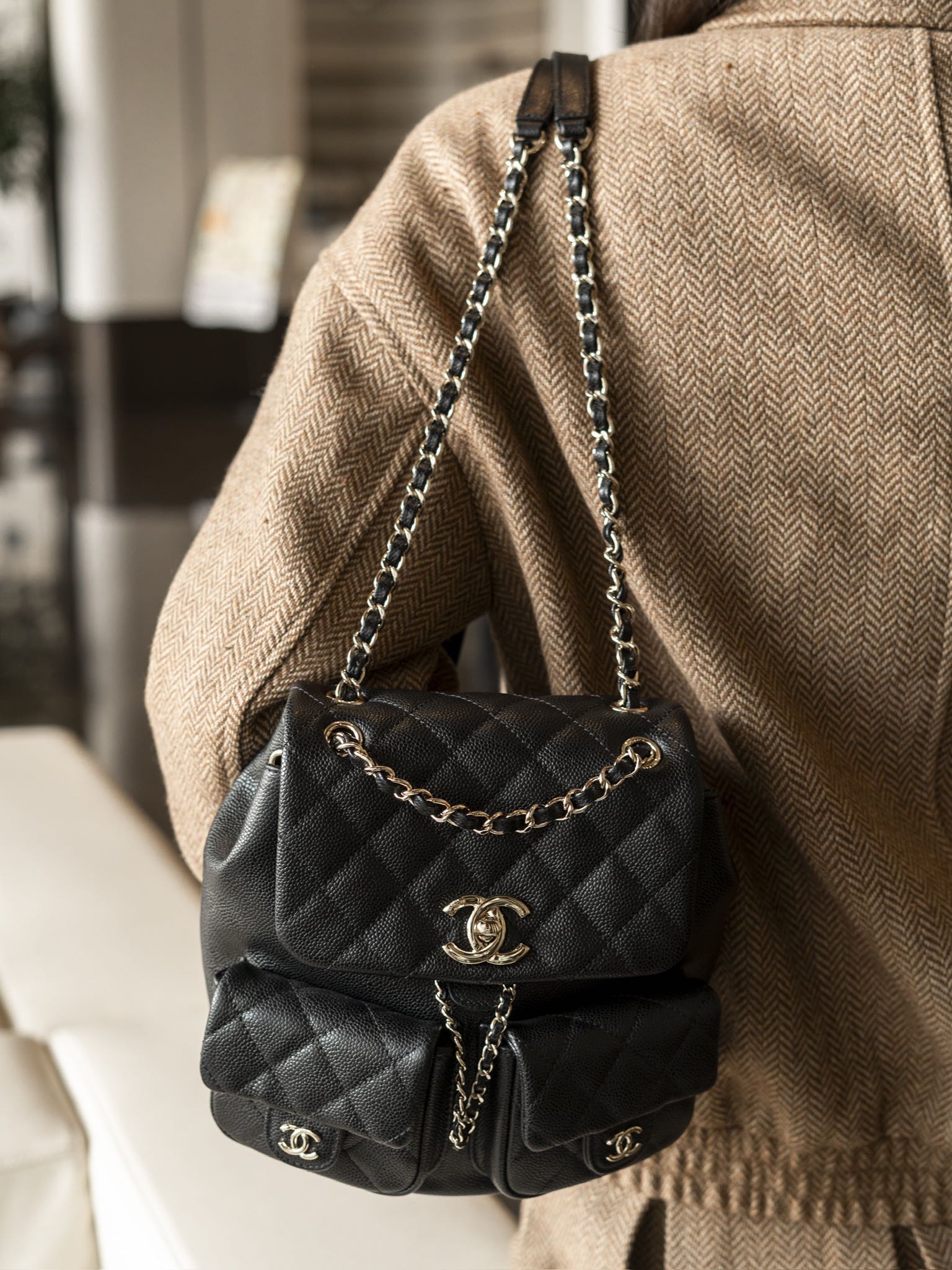 Кожаный рюкзак Chanel Duma - черный