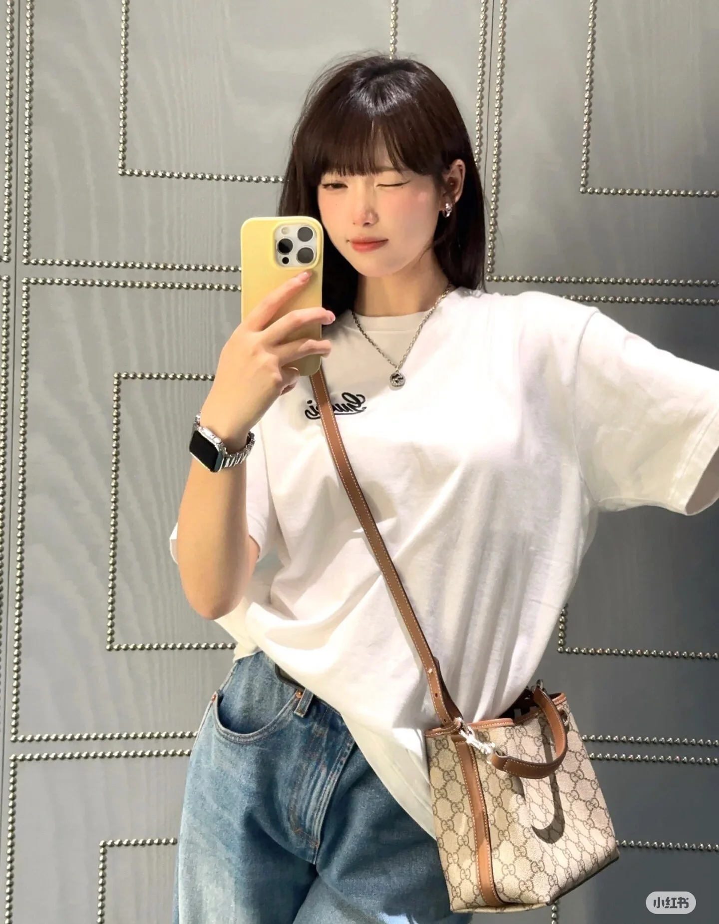 Мини-сумка Gucci 2025 из кожи, коричневая.