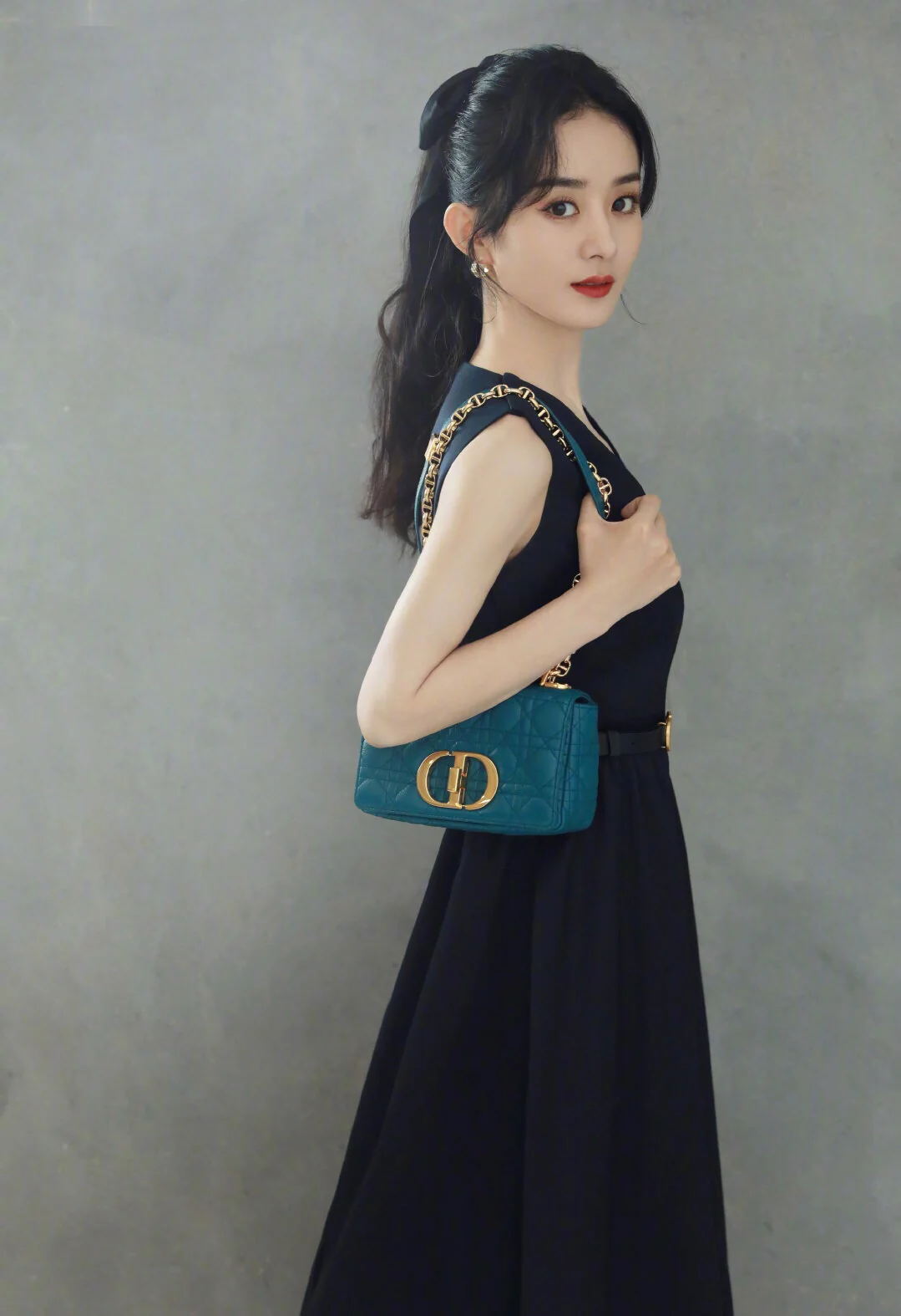 Dior Caro Small 20cm Deep Sea Blue Calfkin