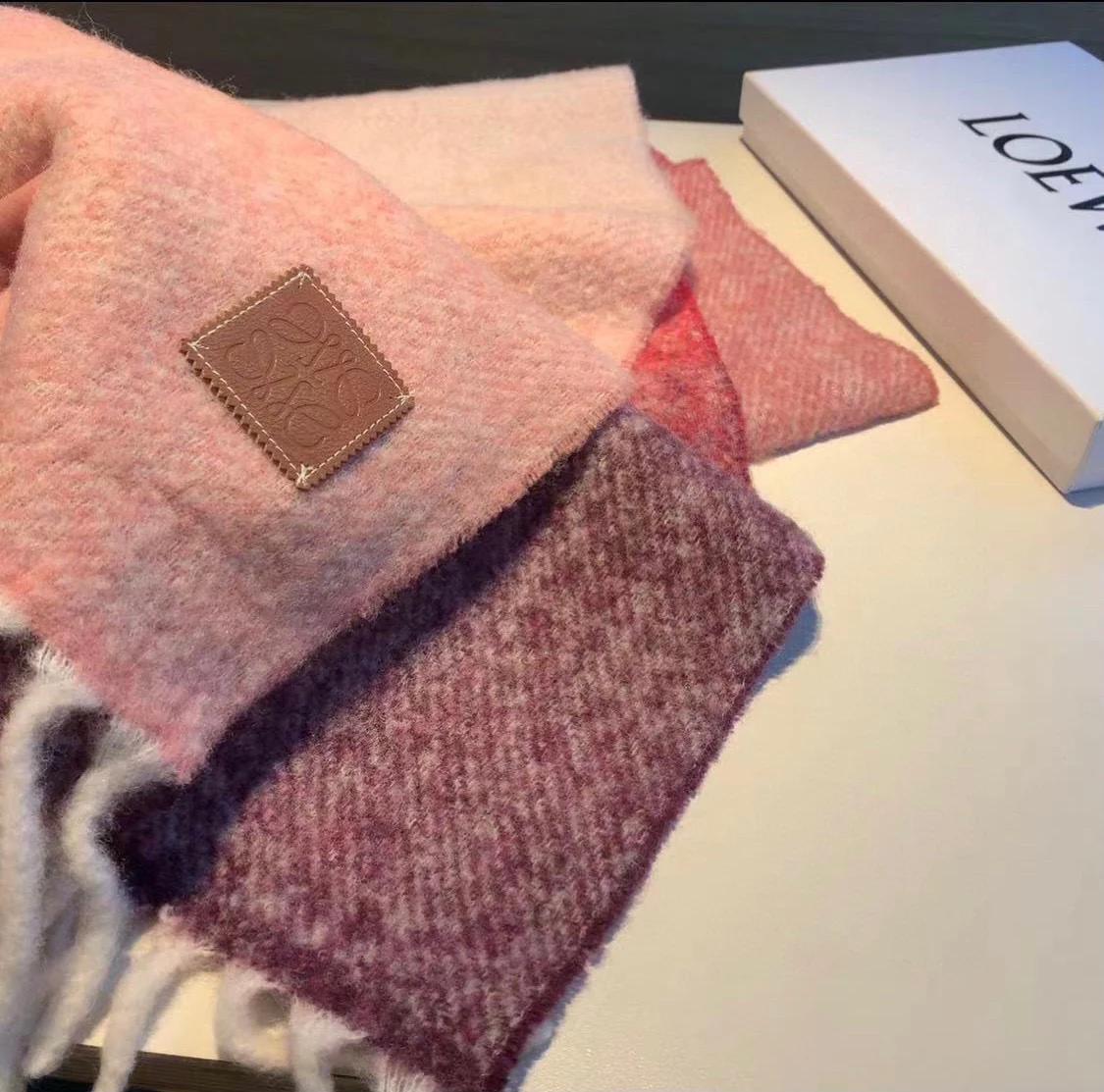 Шарф в стиле Лолита - однотонный - 250 см - 28 см - розовый