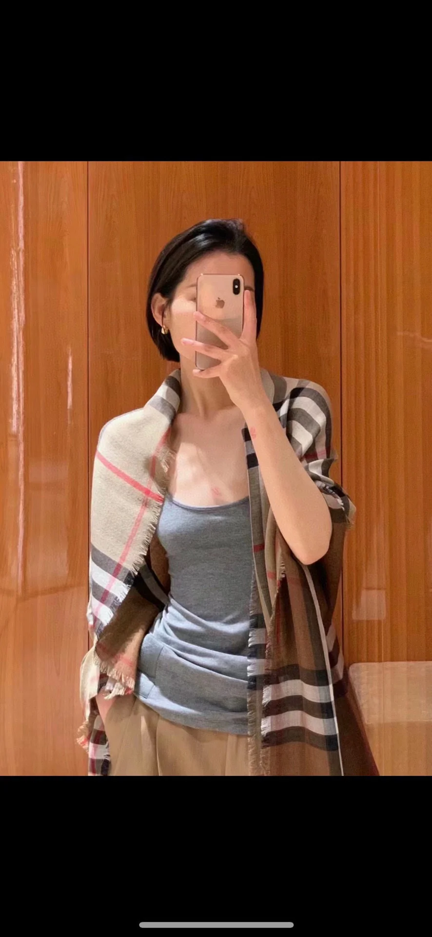 Шелково-кашемировый шарф Burberry в клетку, 2024 год - 220-70