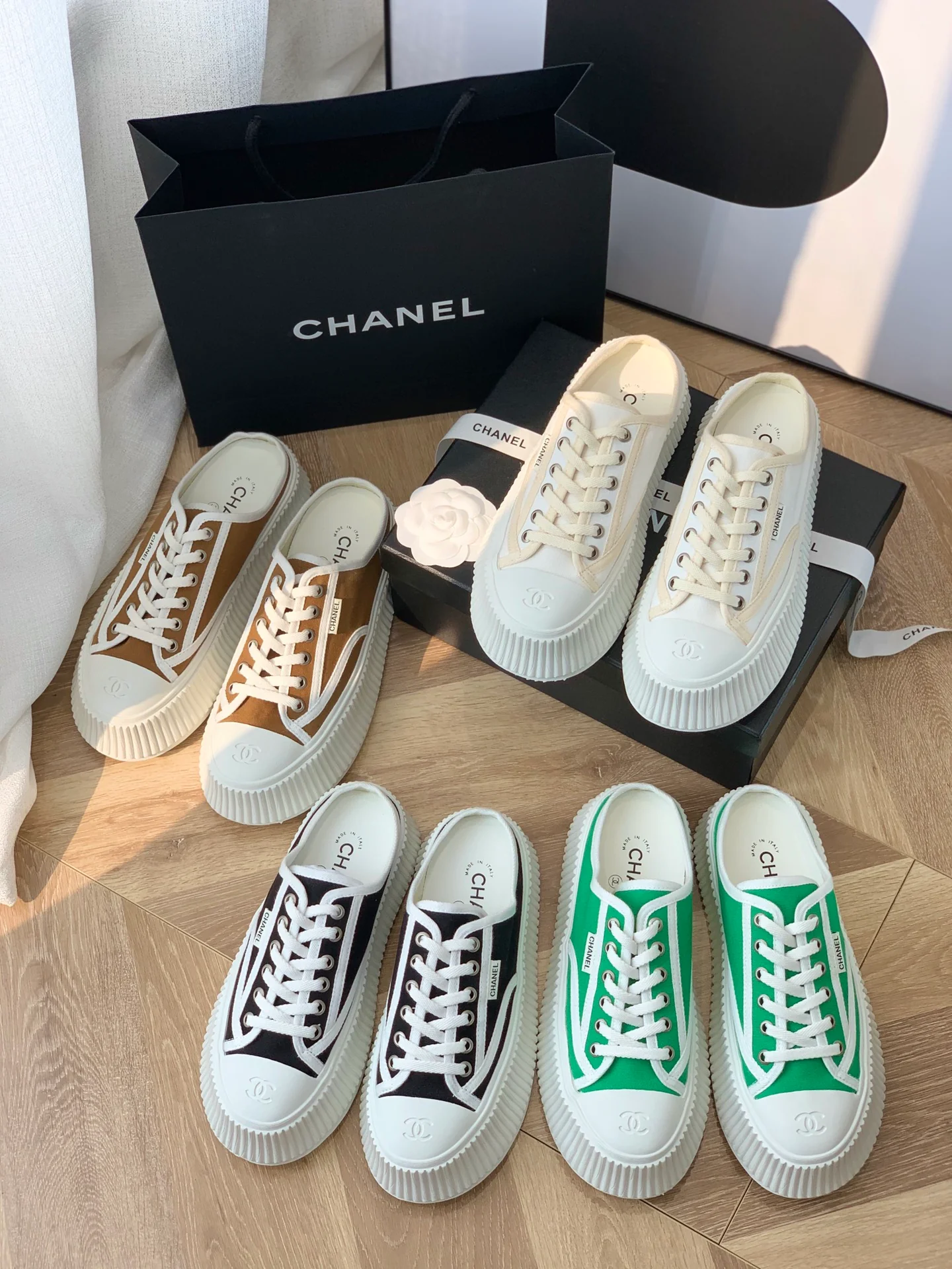 Тапочки на платформе Chanel - холщовые тапочки