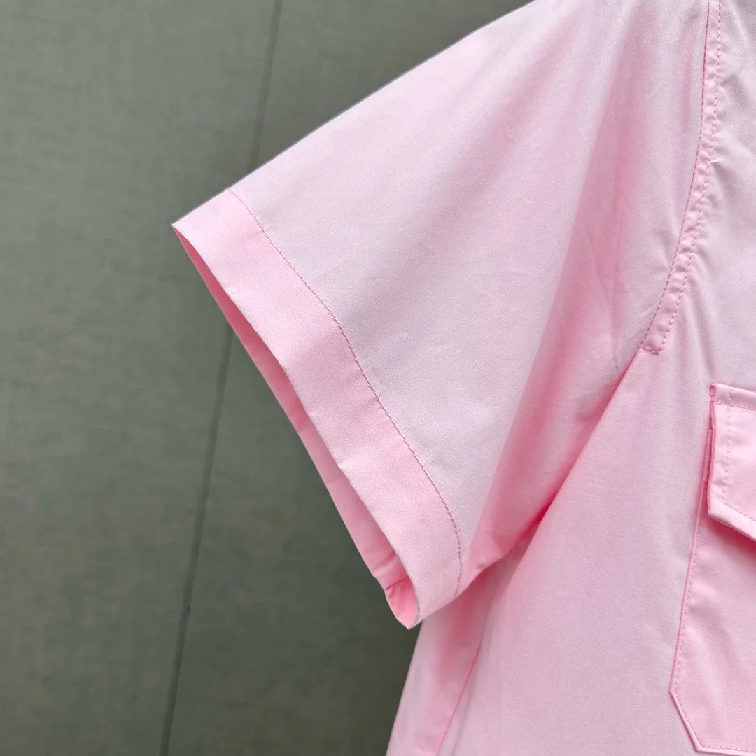 Miu Miu - 2404 - Хлопковая футболка с коротким рукавом и вышитыми буквами - Розовая