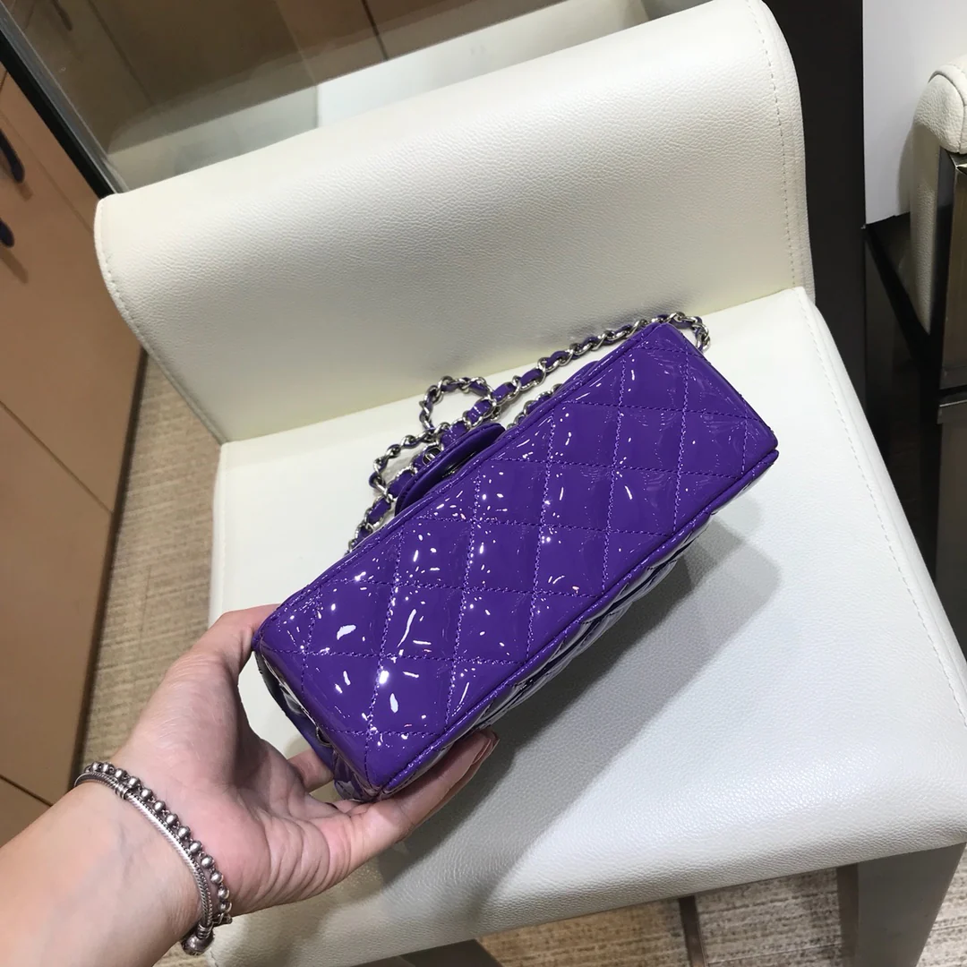 Сумка Chanel CF - лакированная кожа - серебряная цепочка - 20 см - 1