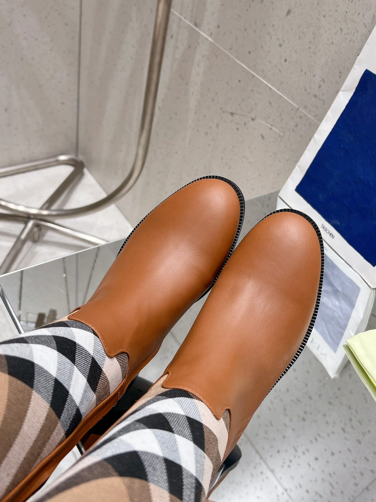 Ботинки Burberry в клетку 2024 года - Кофейно-коричневый