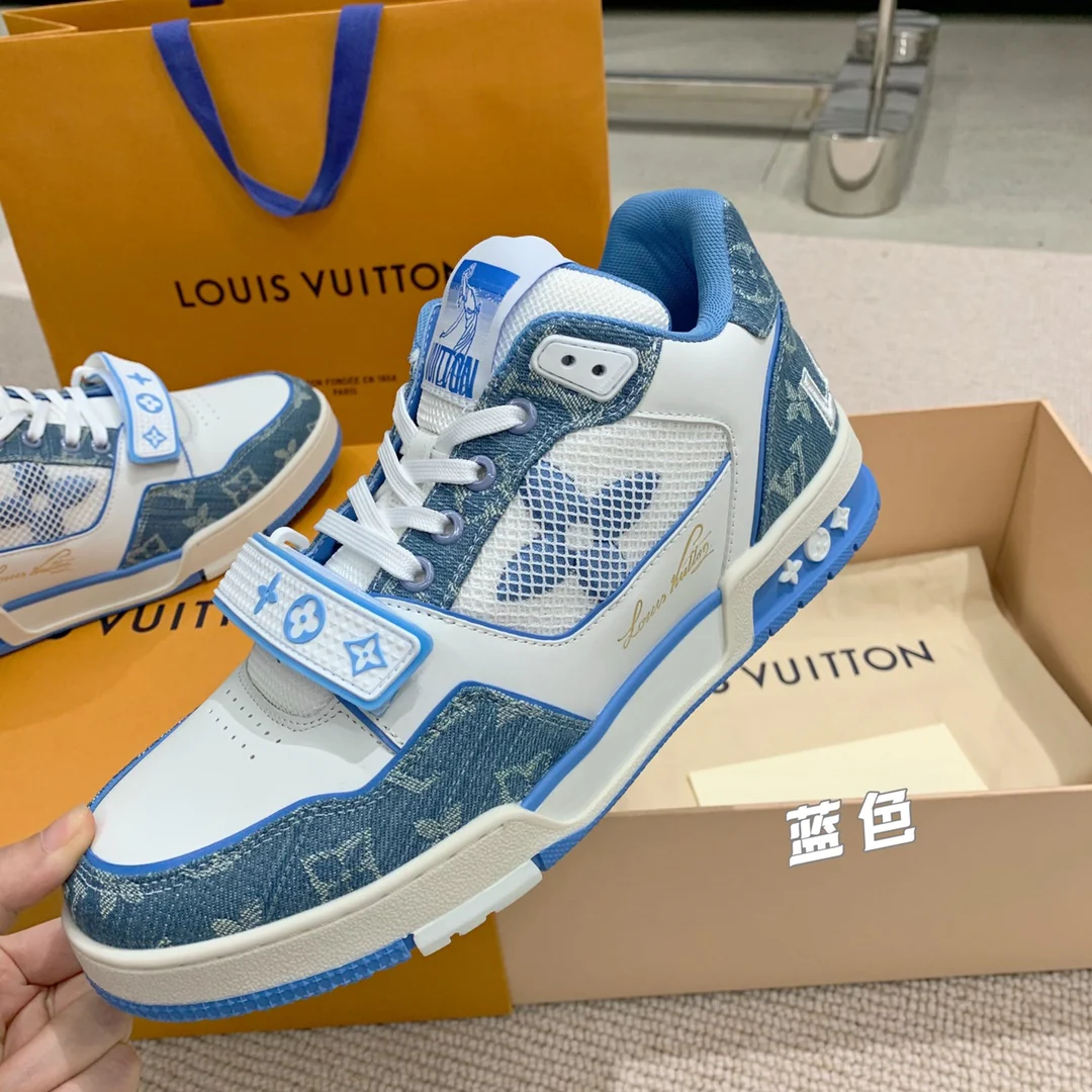 Кроссовки LV Trainer Series - Джинсовые на липучках - Спортивная обувь - Унисекс - Синие