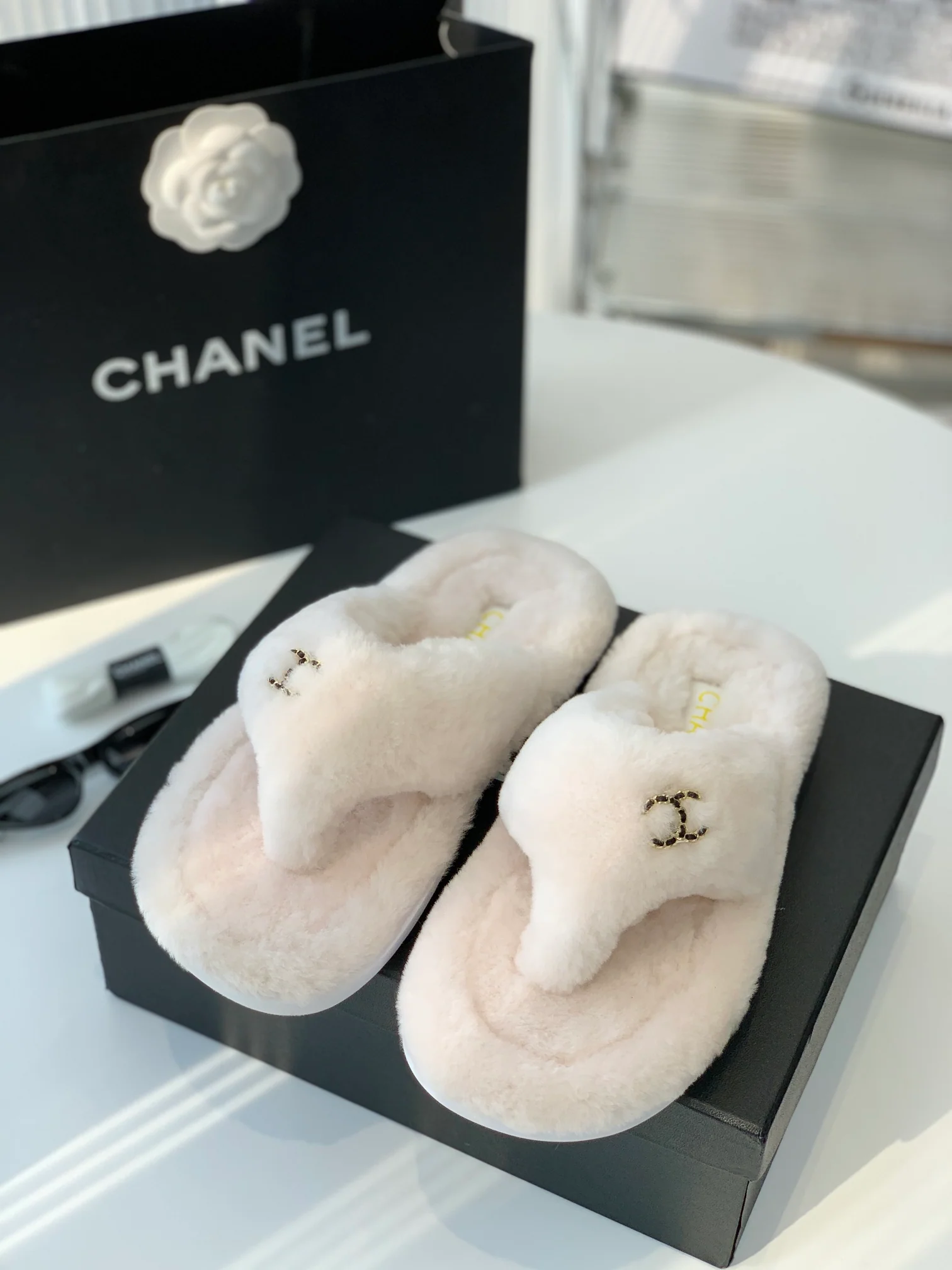 Домашние тапочки Chanel с двойным логотипом C - Размеры 35-39-40 (изготовление на заказ) - 1 шт.