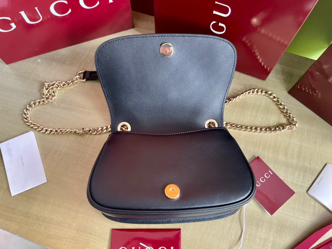 Ремешок на плечо Gucci 2025 из кожи с золотой цепочкой - синий