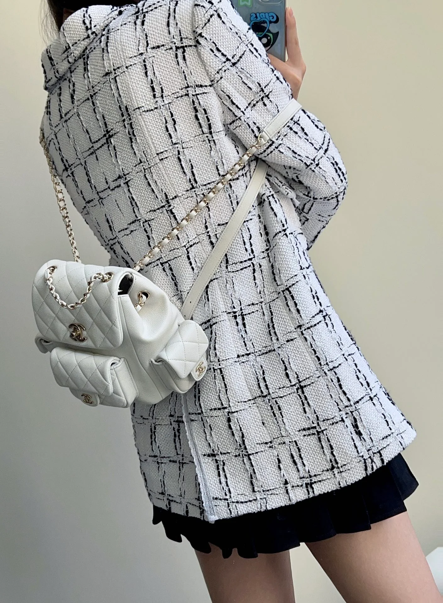 Chanel - Новая маленькая сумка через плечо Tank Duma - Два боковых кармана - Белая - 1