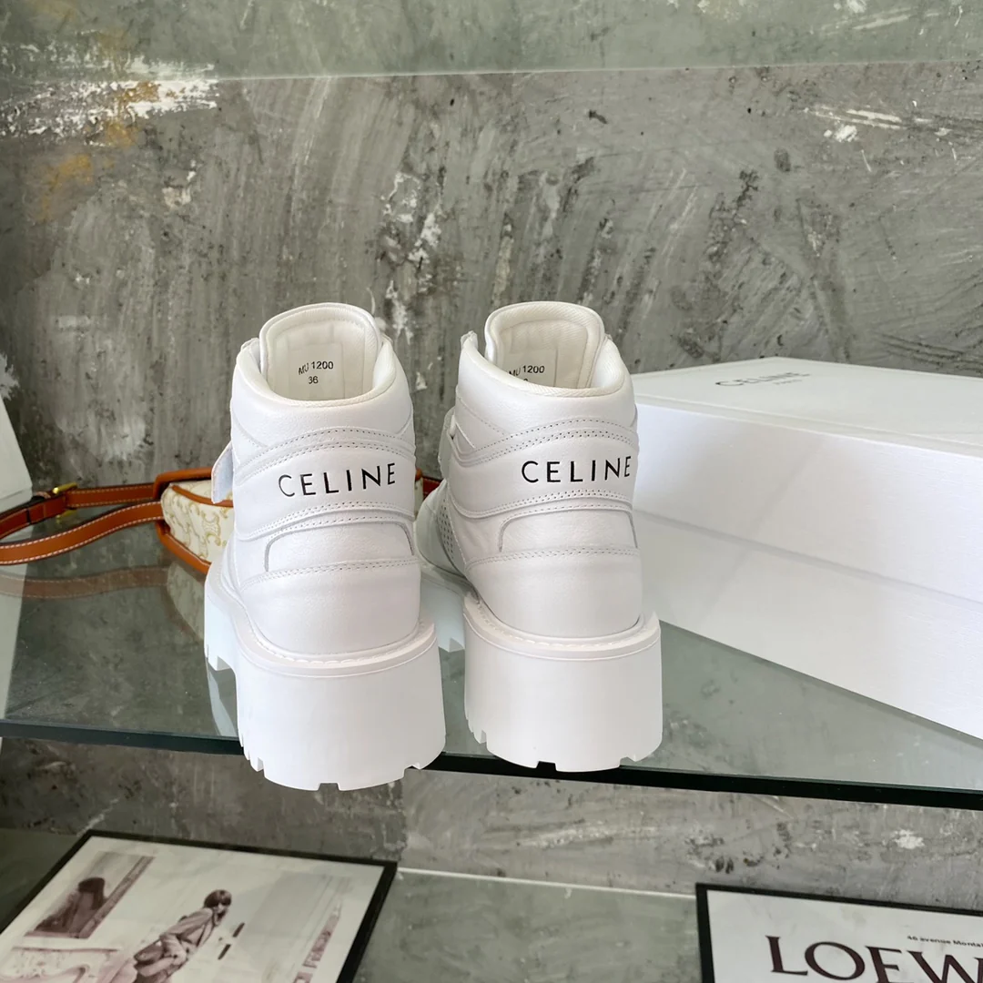 Новинка 2022 года от Celine - Высокие кроссовки - Классический баскетбольный стиль - Белые