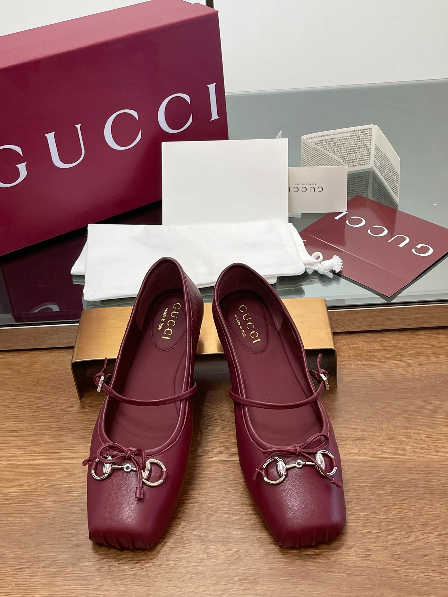 Туфли Gucci 2024 Barre - бордовые