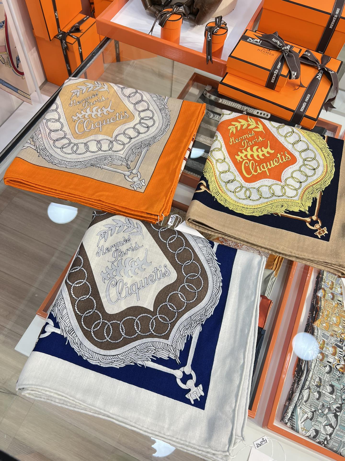 Бархатный шарф Hermes Sabre March - 140 см - 30 - Шелк 70 - Шерсть - 2