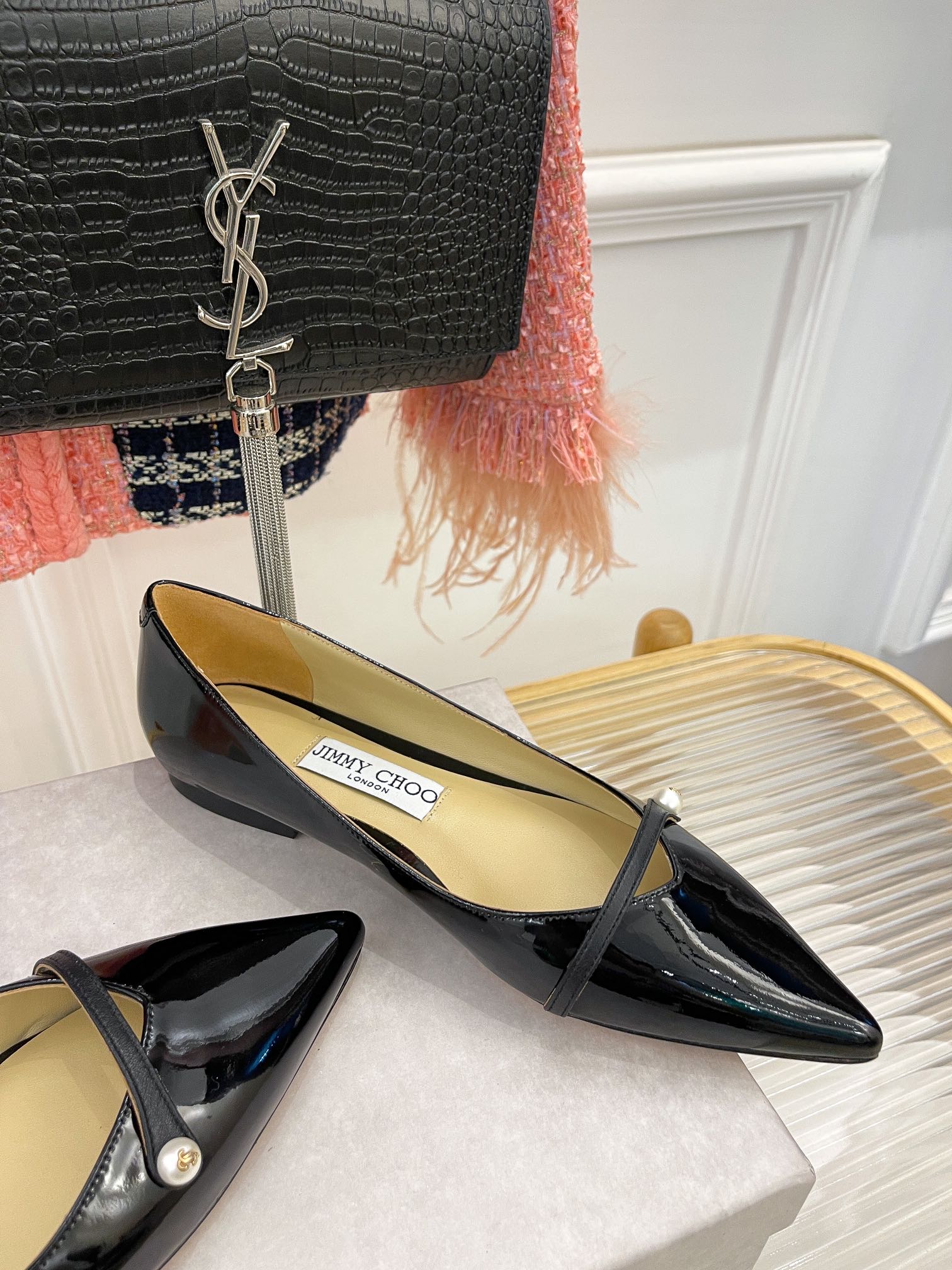 Классические жемчужные балетки Jimmy Classic - черные