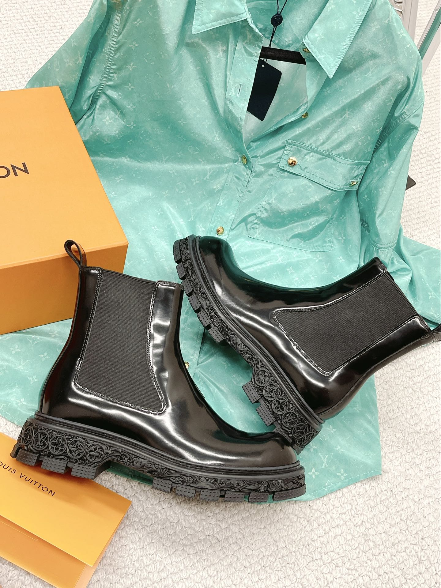 Мужские кожаные ботильоны LV с открытым большим пальцем стопы