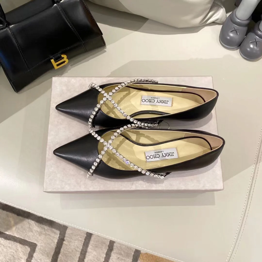 Туфли-балетки Jimmy Cross с цепочкой и стразами - черные