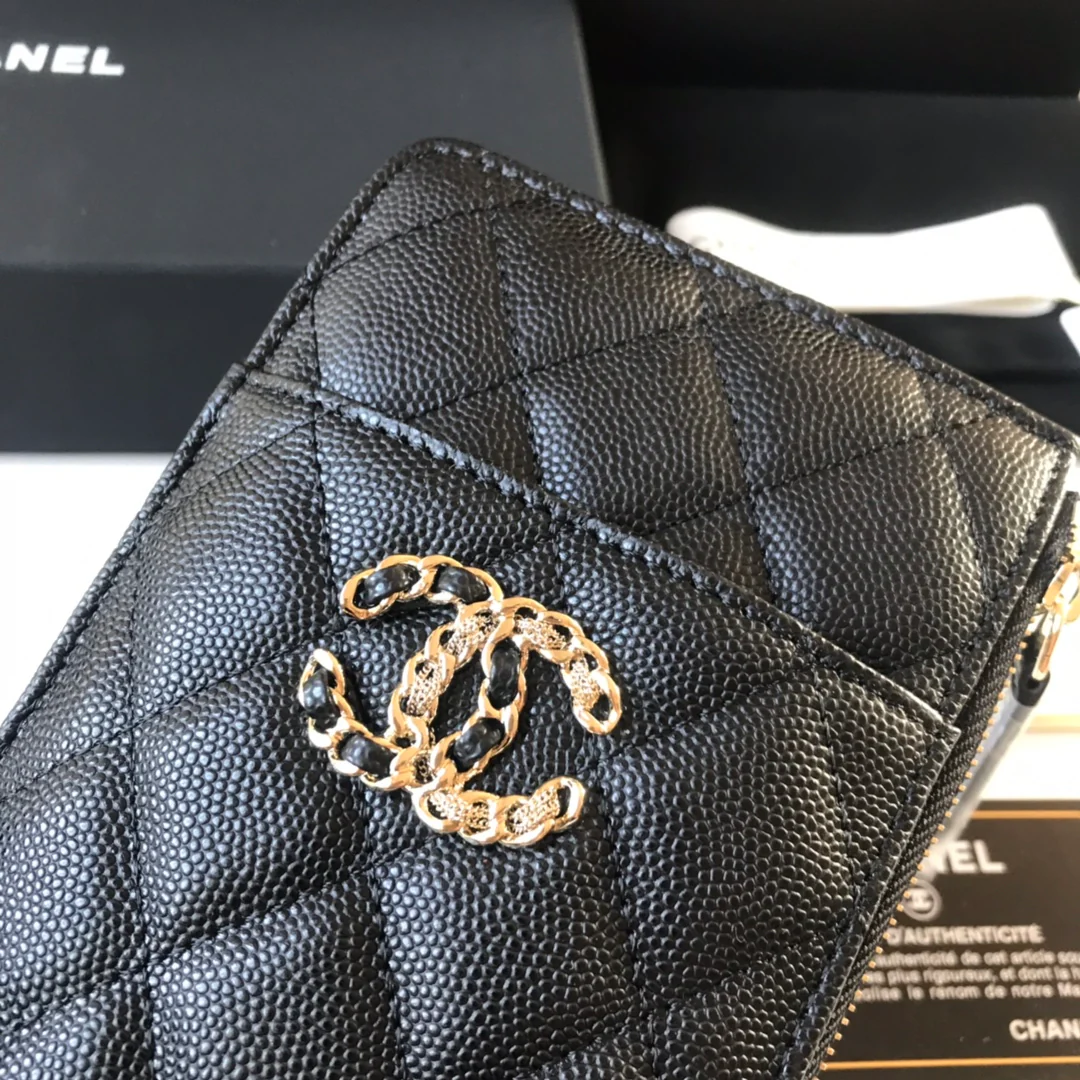 Chanel - Длинный кошелек/держатель для карт на молнии - Плоский длинный кошелек - 3