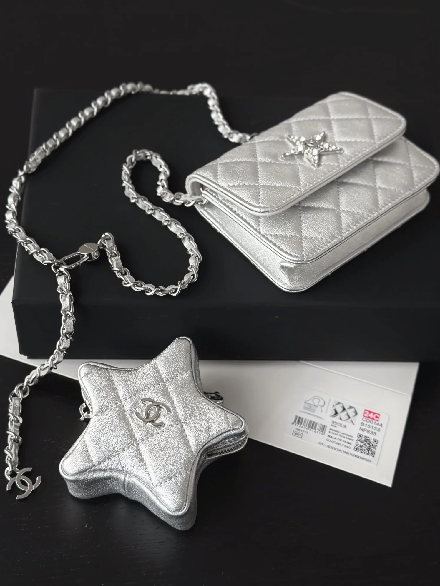 Новинка весны/лета от Chanel - Мини-сумка через плечо Chanel 24c - Серебристая