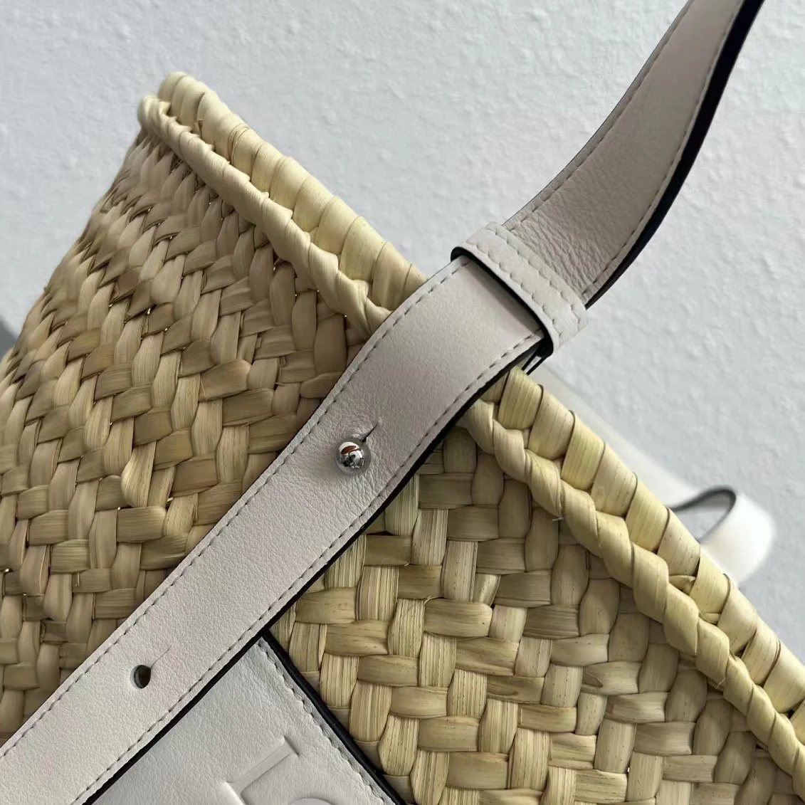 Соломенная сумка Loewe - 40 см - Большая - Кремово-белая
