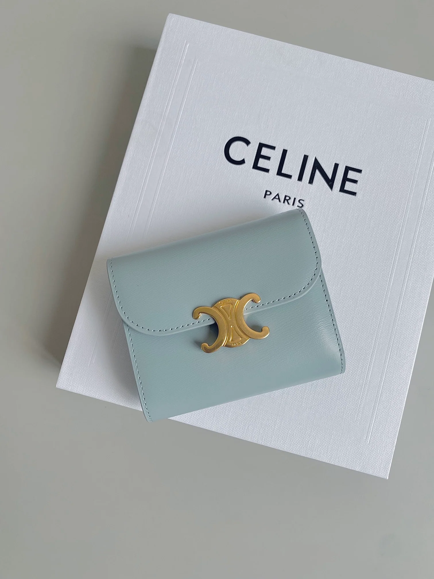Celine-TRIOMPHE 三折卡包钱包 冰川蓝
