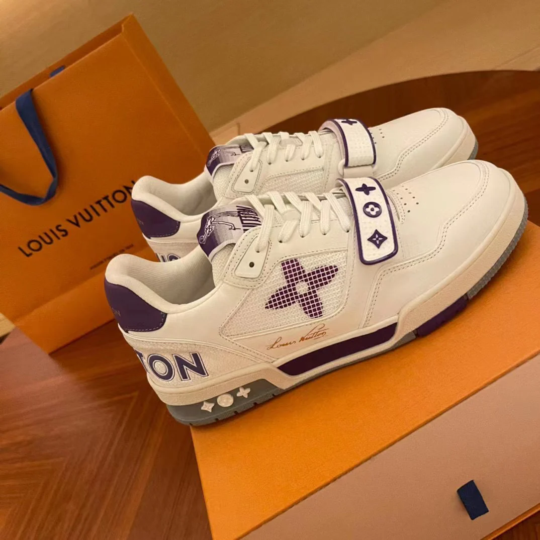 Кроссовки LV Trainer Series - на липучках - унисекс - белые и фиолетовые