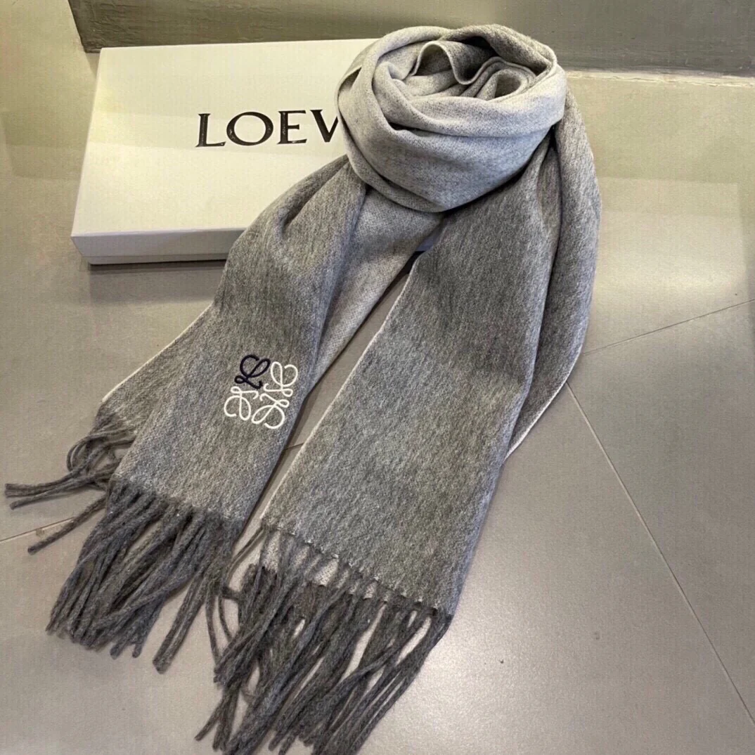 Шарф Lolwei с вышитым рисунком ?Водяная рябь? — 100 шт. — Кашемир — Серый