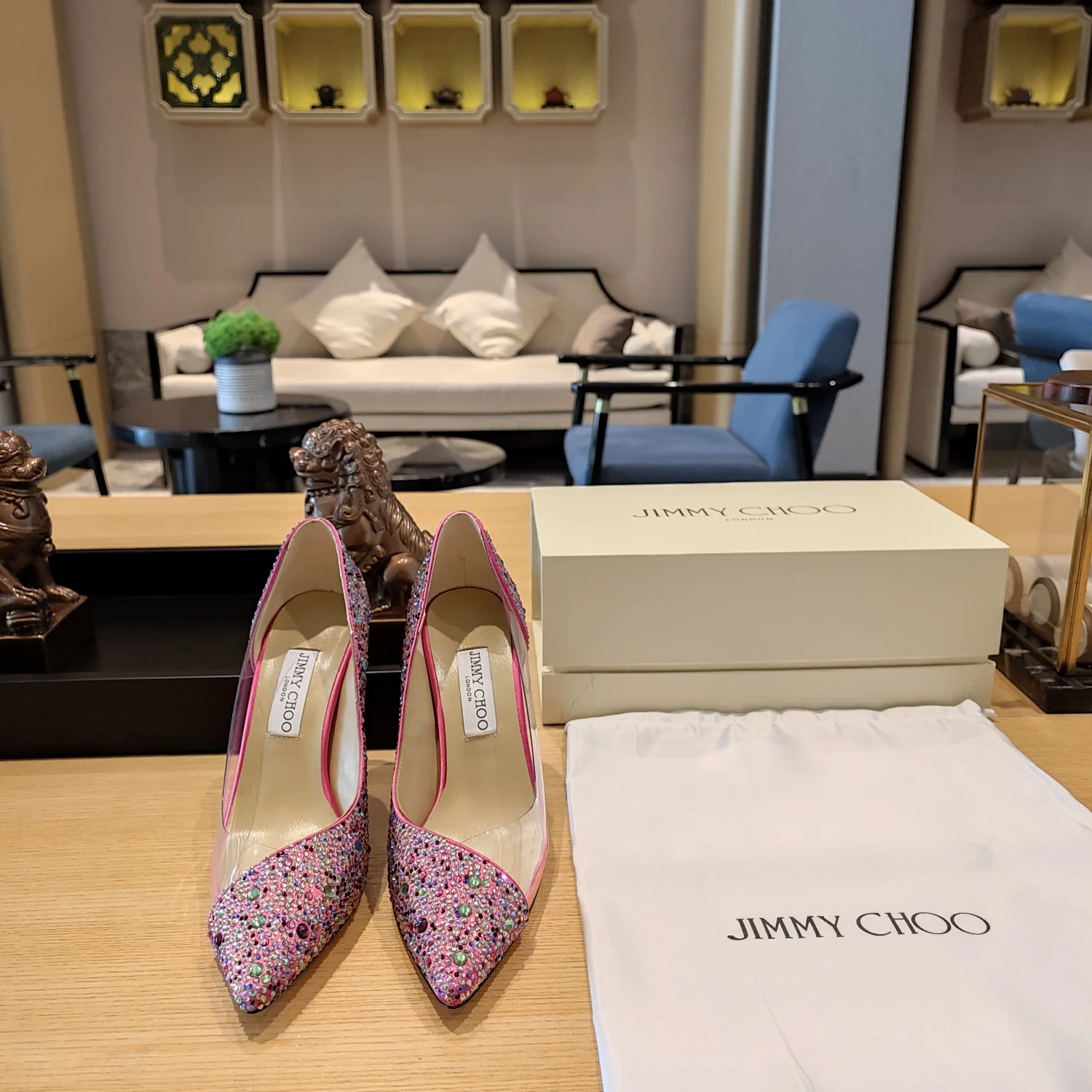 Туфли на высоком каблуке Jimmy Crystal Color Block, розовые
