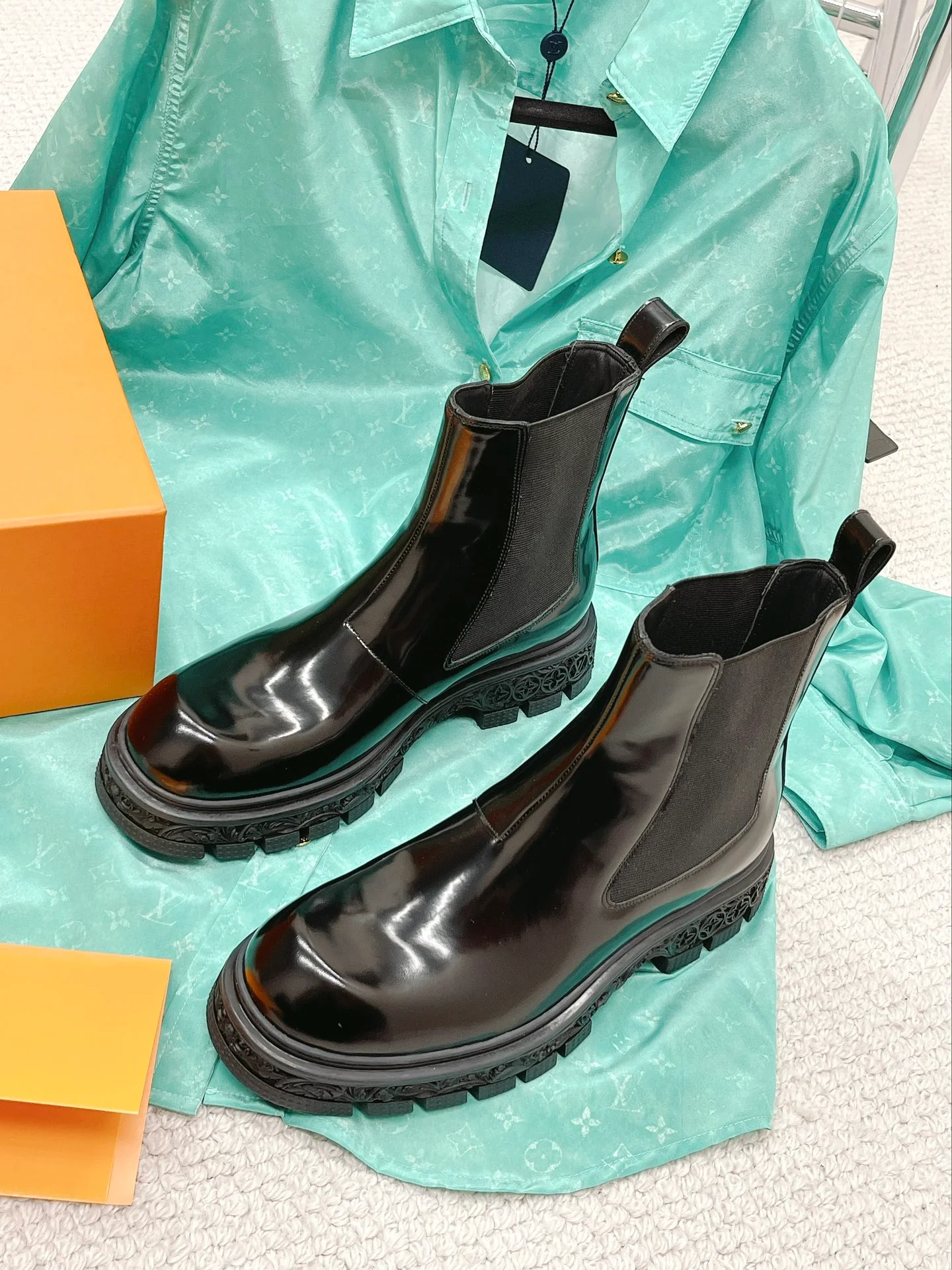 Мужские кожаные ботильоны LV с открытым большим пальцем стопы