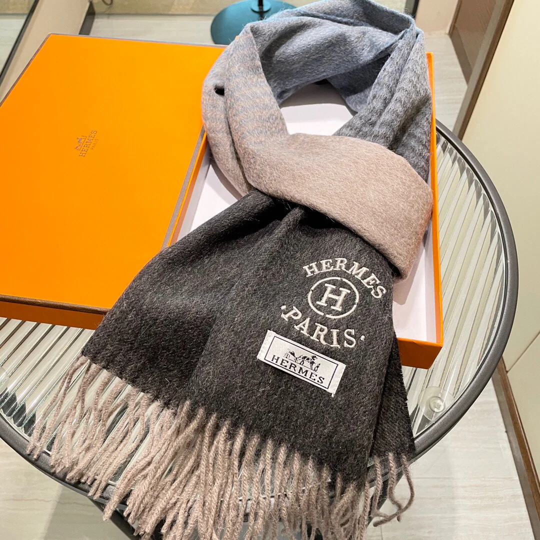 Кашемировый шарф Hermes с градиентным рисунком - 32 см - 180 см