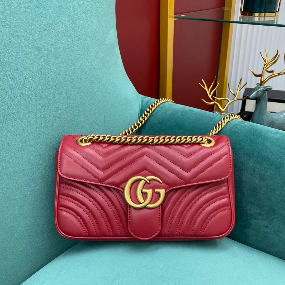 Gucci Marmont Красный, размер Medium, 26 см - 26-7-5 см