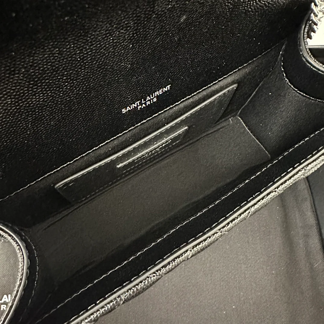 Конверт YSL, маленький, черный и серебристый