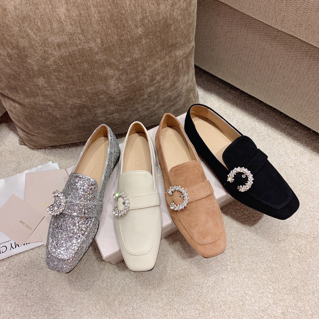 Лоферы Jimmy Sparkling Crystal - черные