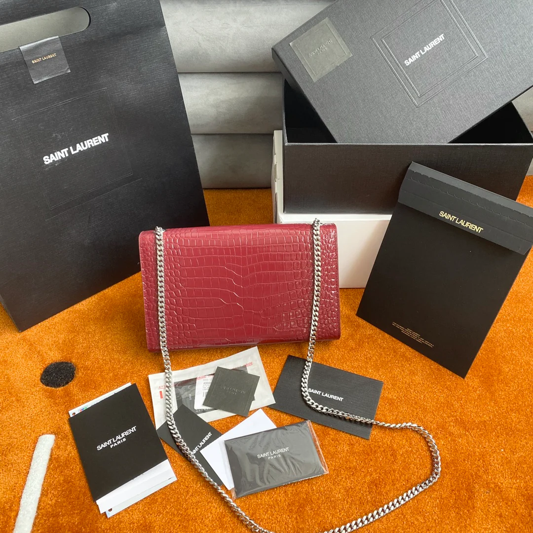 Сумка YSL Kate с цепочкой и крокодиловым принтом - Средний размер - 2