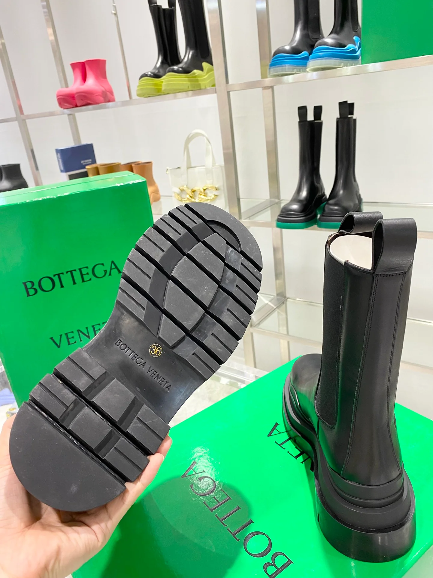 Сапоги BV до середины икры - черные