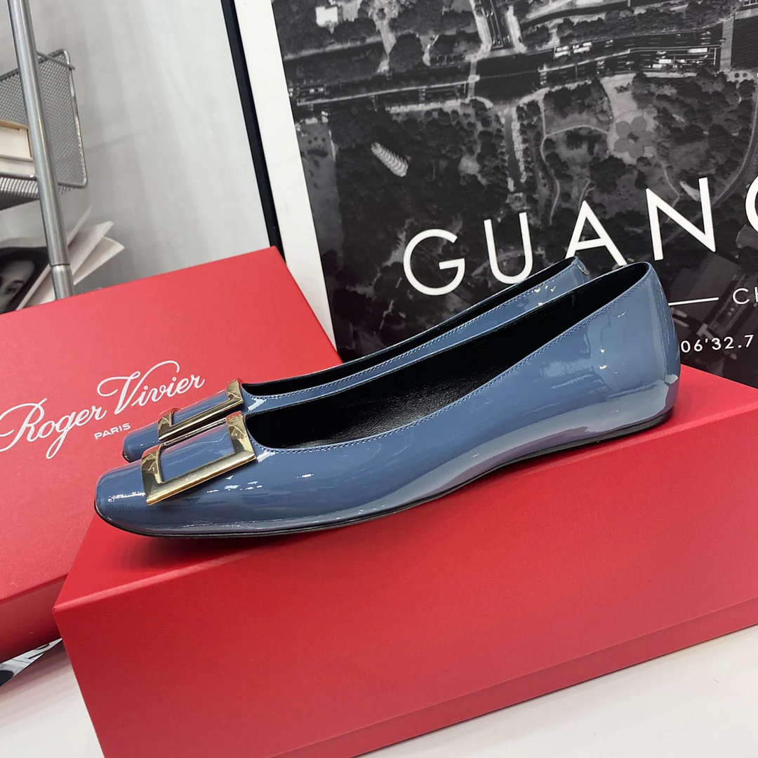 RV-Плоская подошва, квадратный носок, туманно-голубой