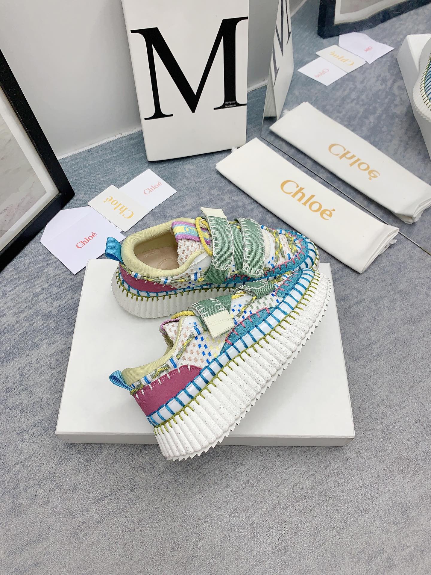 Кроссовки Chloe-nama-sneaker Rainbow Series - Кроссовки на липучках - Сине-зеленые