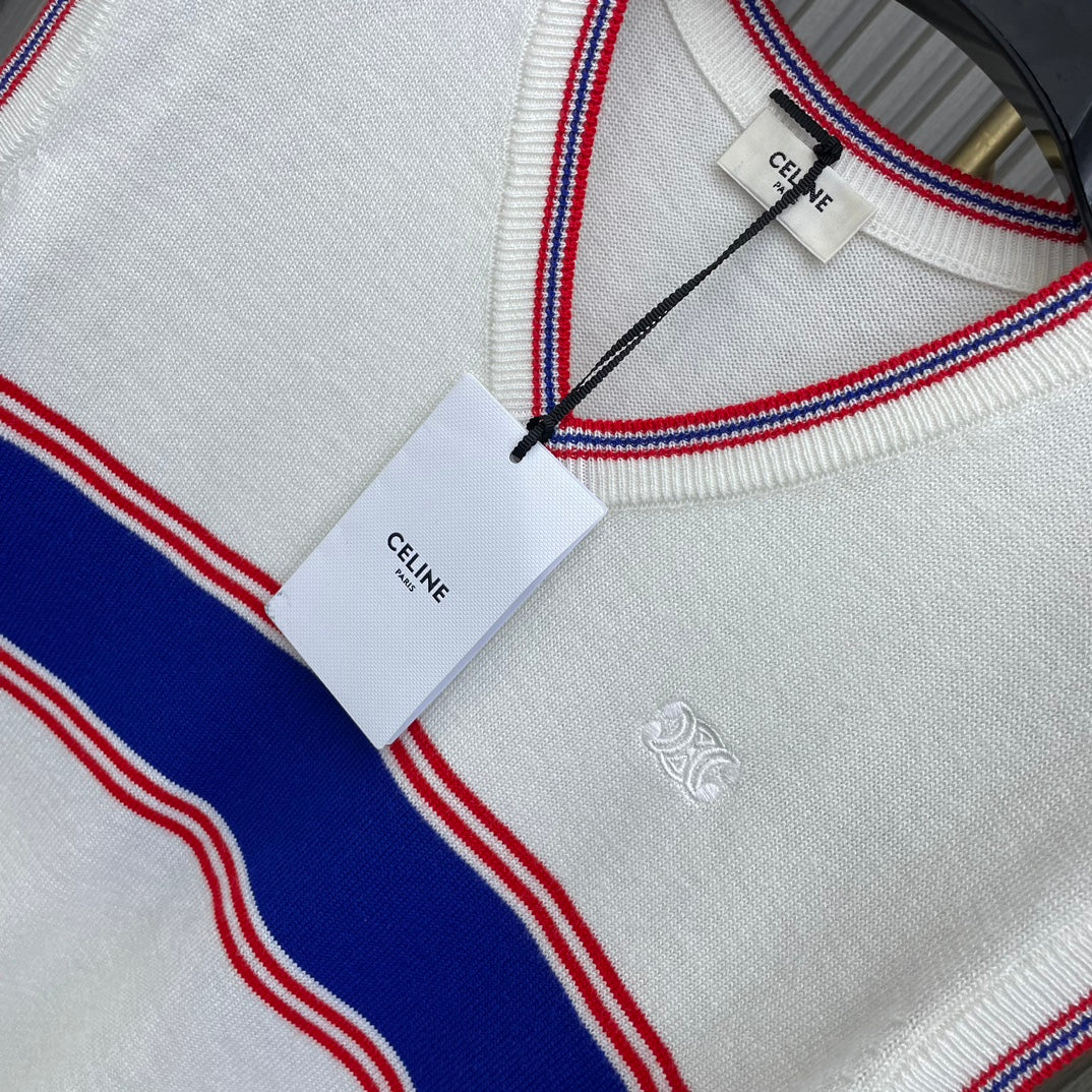 Новый вязаный жилет Celine с цветовыми блоками и вышивкой уже в продаже! (2404-24)