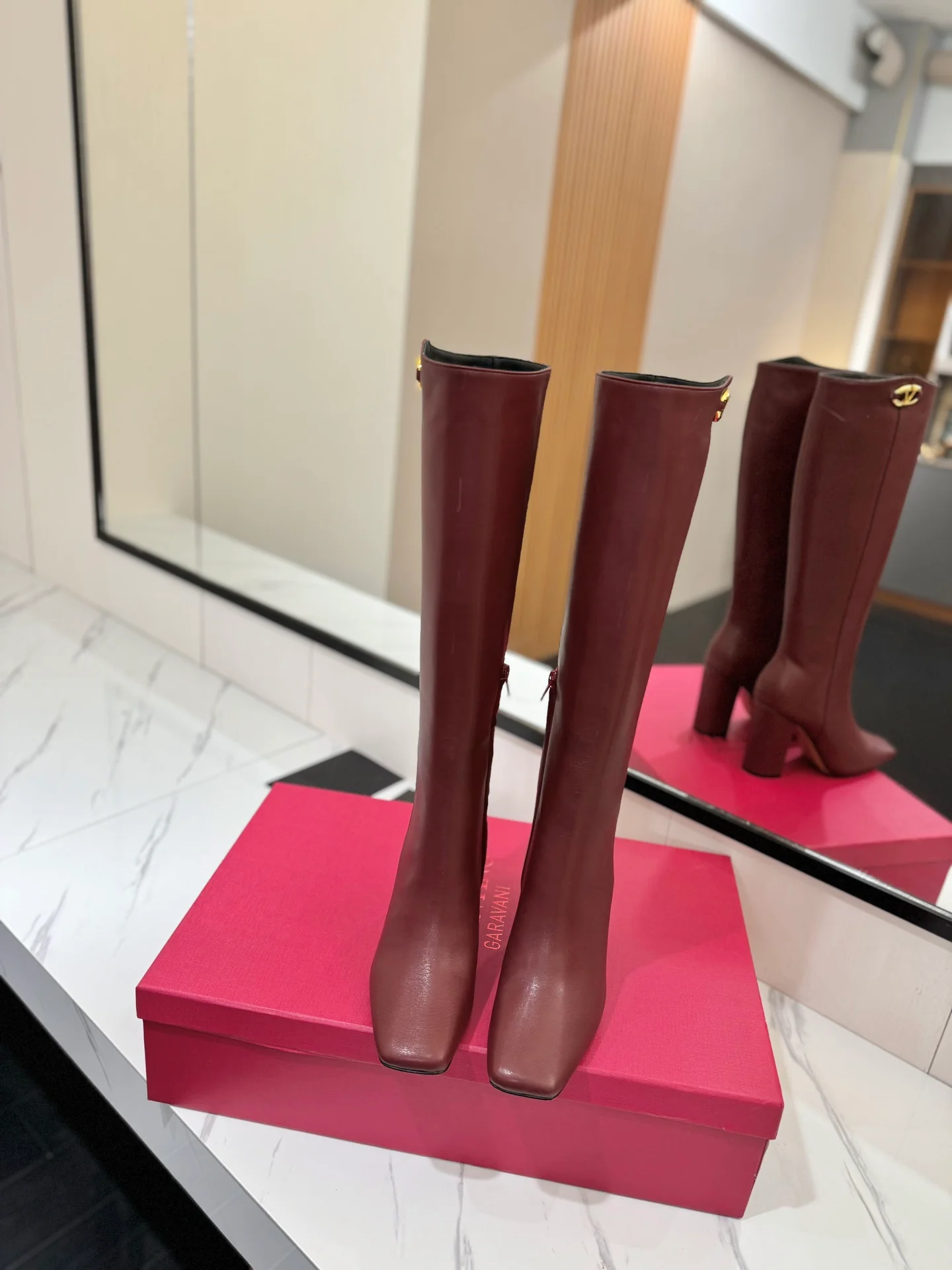 Высокие сапоги Valentino 2024 - Кофейно-коричневый