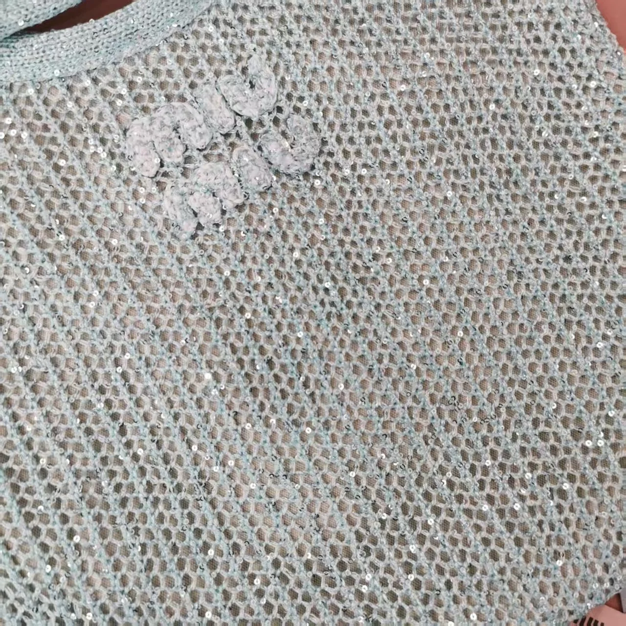 Сумка Miu Miu 5bg231 Ivy с пайетками и сетчатой ??отделкой - сине-зеленая.