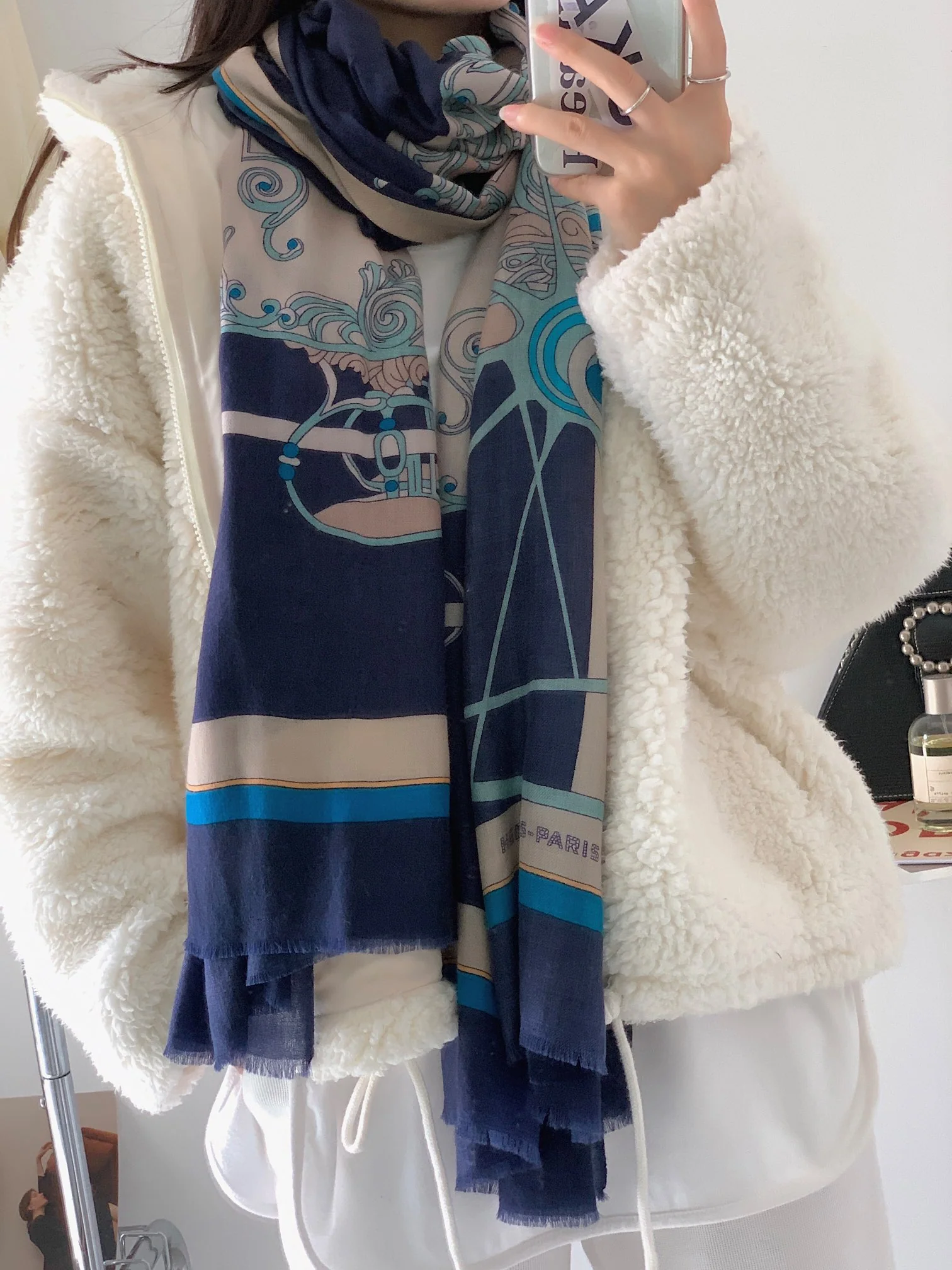 Кашемировый шарф Hermes - 110 см - 200 см - 100 см - Кашемир премиум-класса - 1 шт.