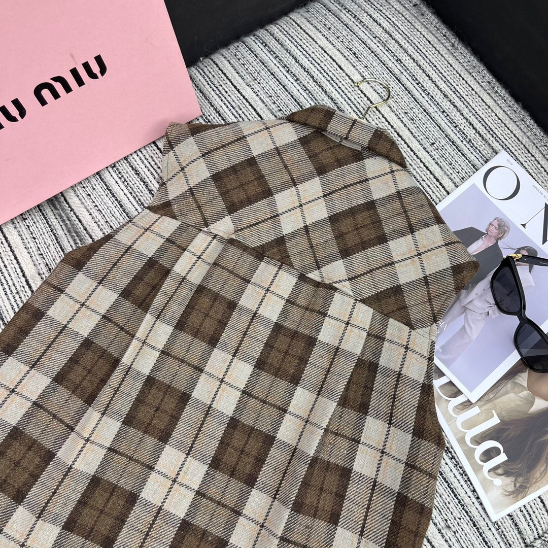 Miu Miu - 2404 - Новый клетчатый жилет с воротником