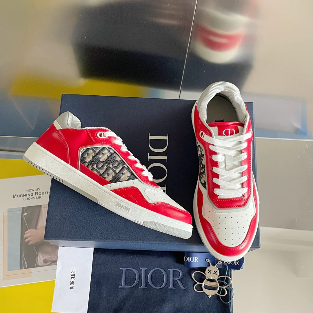 Кроссовки Dior серии B27 - повседневные спортивные кроссовки - парный стиль - красные